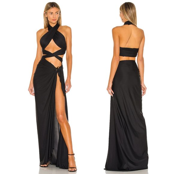 Bronx and Banco Dresses & Skirts - NEW Bronx and Banco Cleopatra Maxi Dress in Black Sexy Cutout Slit Gown XS